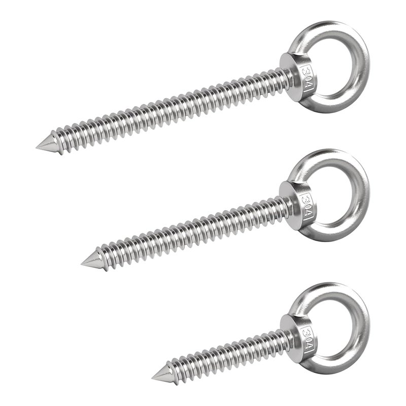 KIBBEH 5.6-Inch M10 Heavy Duty Eye Hooks, 304 Stainless Steel Self Tapping Eyelet Screw – 1000LBS Load Capacity for Secure Hammock, Swing Chair, & Yoga Use (2 Pack) - Image 5